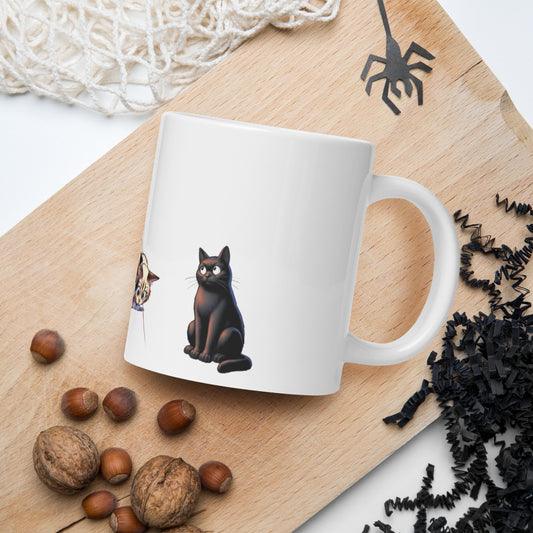 Conspiracy Cat White glossy mug